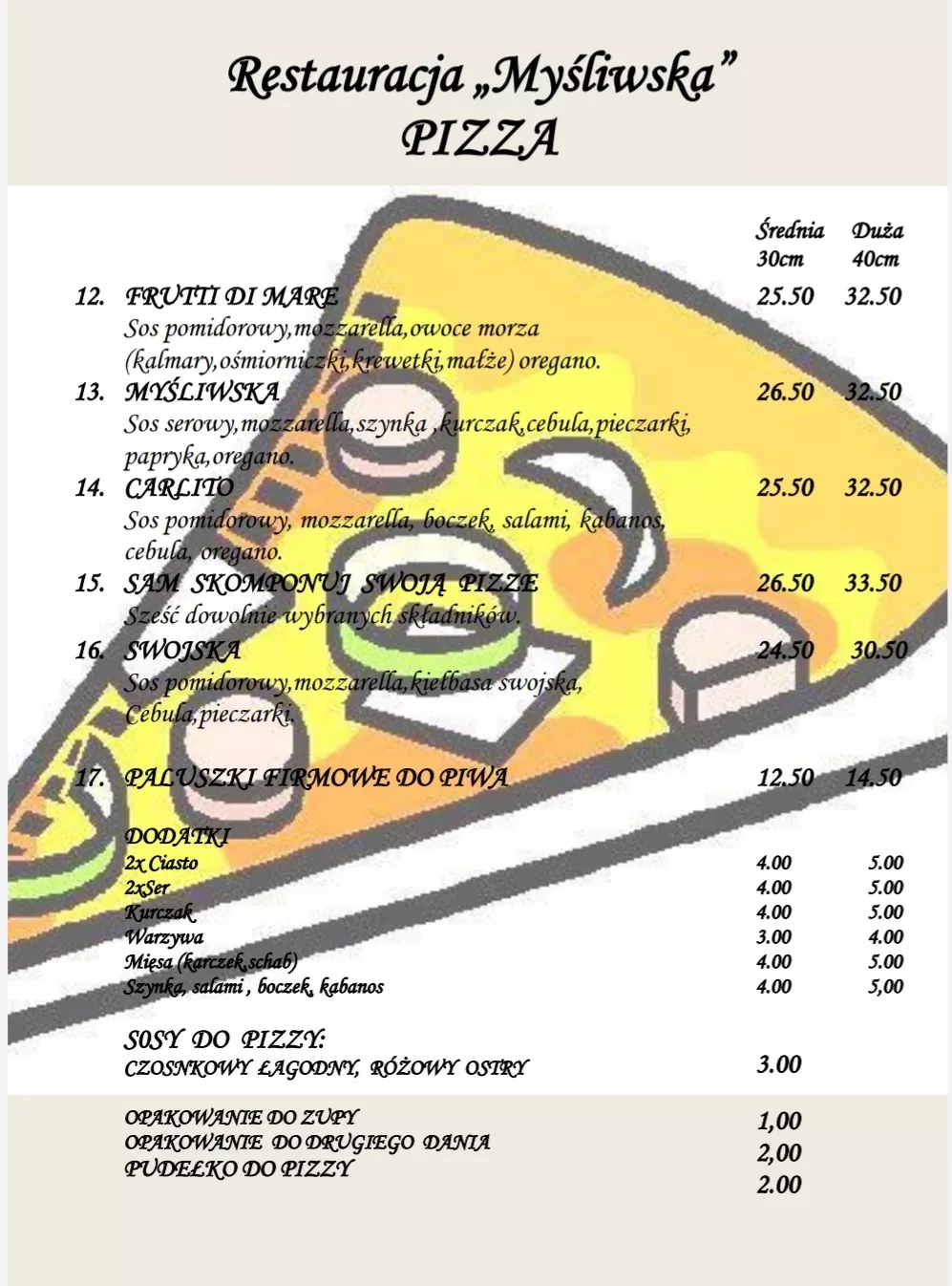 menu - pizza 2